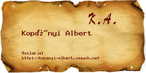 Kopányi Albert névjegykártya