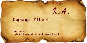 Kopányi Albert névjegykártya
