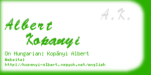 albert kopanyi business card