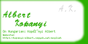 albert kopanyi business card